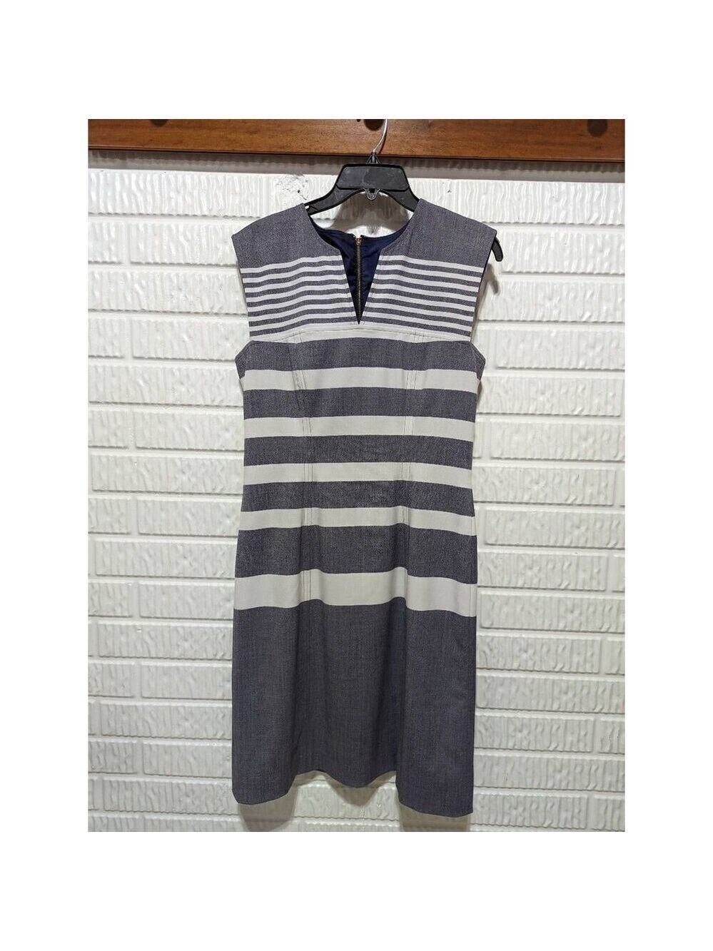 Tommy Hilfiger Women's Size 8 Gray Striped Sleeveless Dress